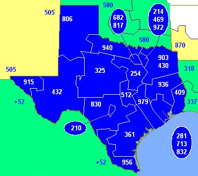 Texas Map Of Area Codes